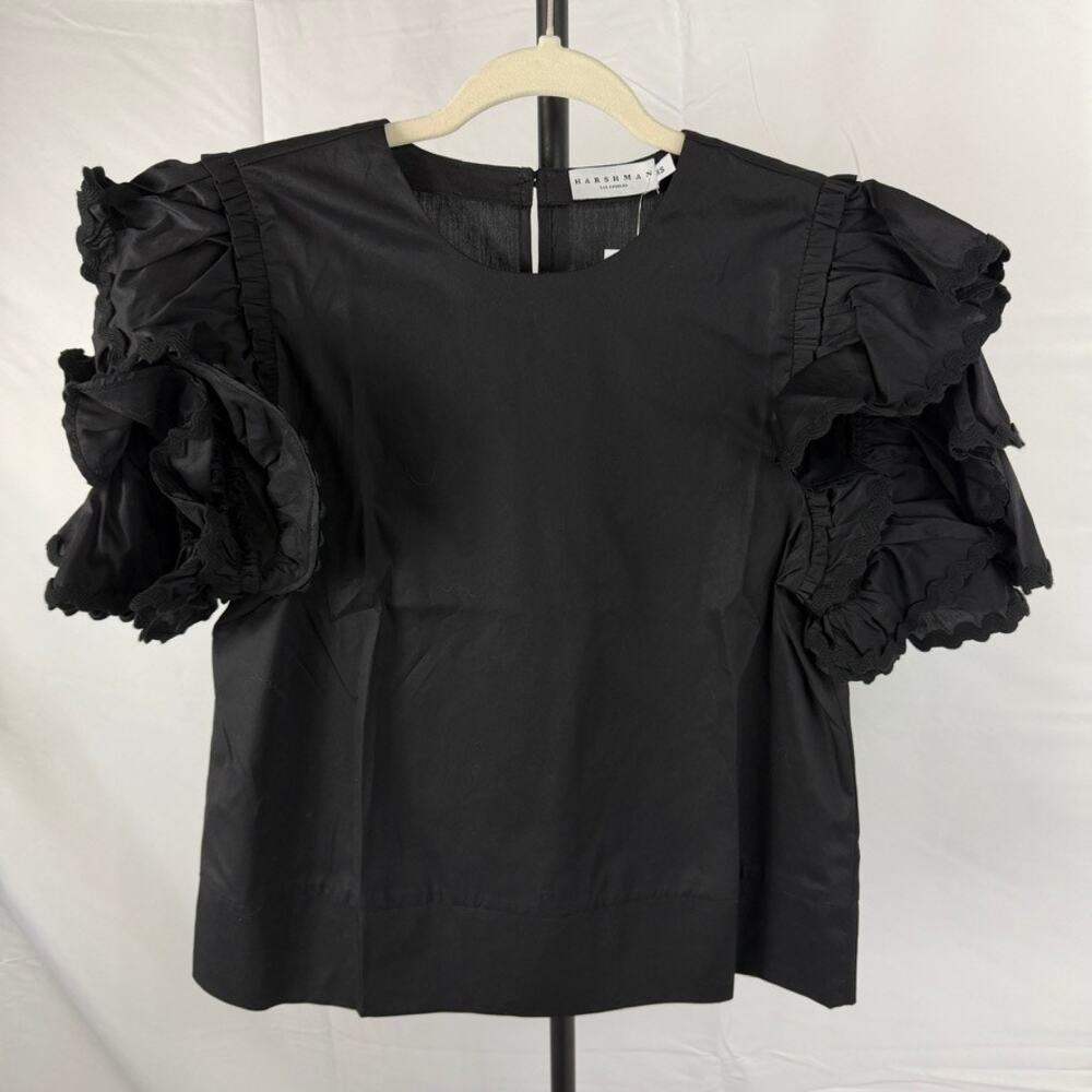 NWT Harshman Black Juliette Blouse 100% Cotton Blouse